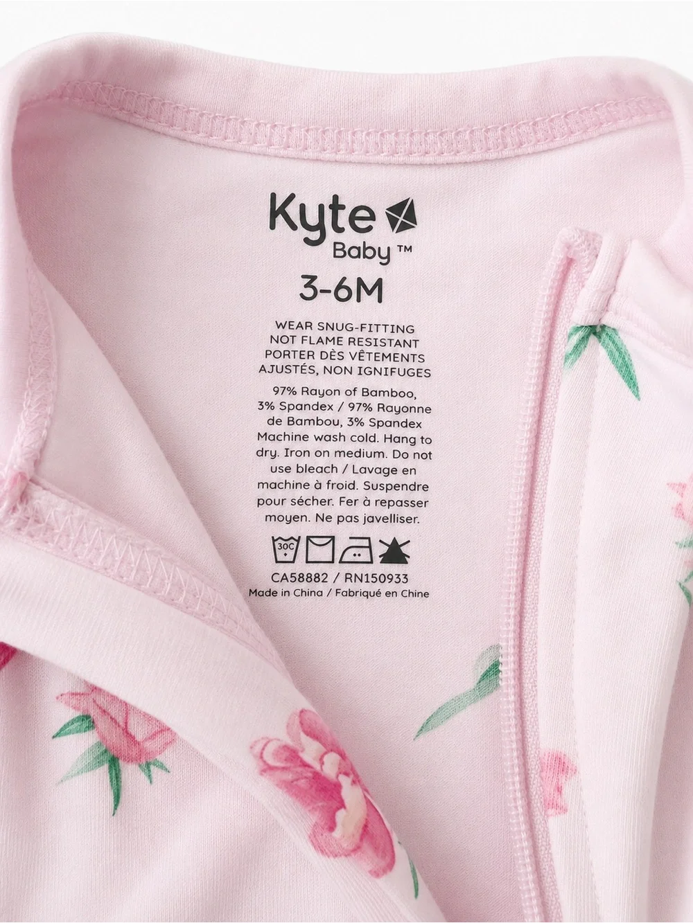 Kyte BABY Sakura Pink Peony Zip Romper 3–6 M